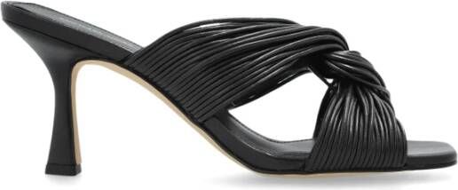 Michael Kors Slippers & Mules Black Leather Mules With Twisted Strap Detail in zwart