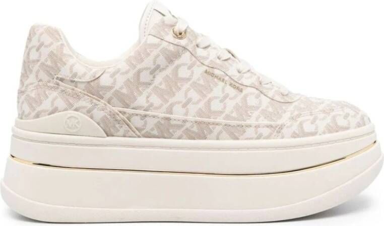Michael Kors Hayes Empire Signature Logo Platform Sneaker Beige Dames