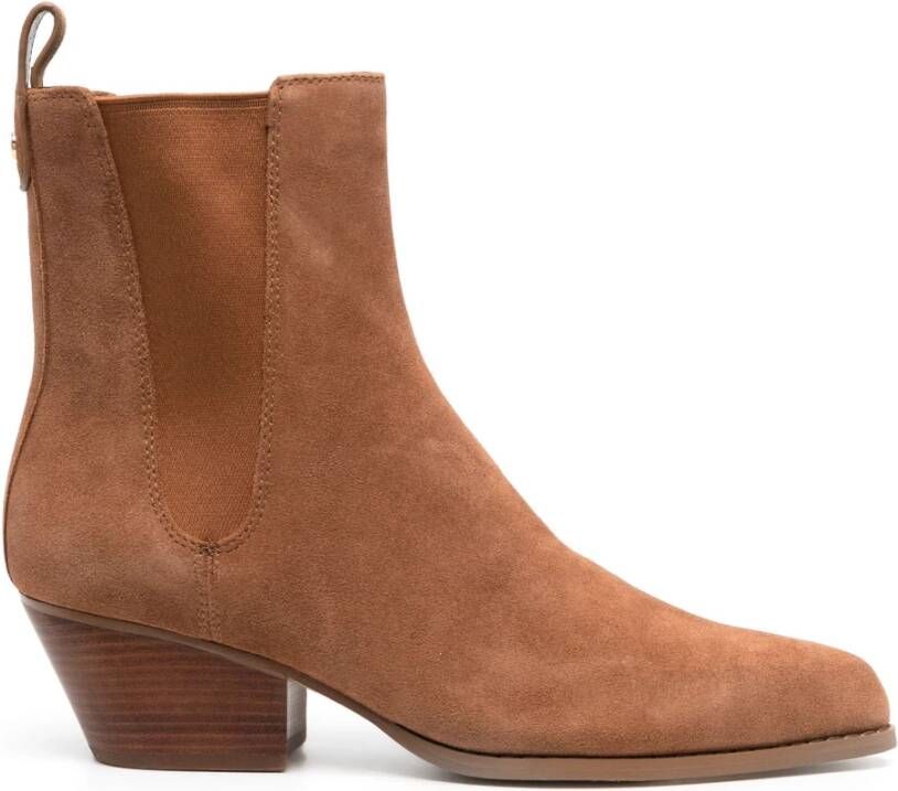 Michael Kors Leren enkellaarzen met rubberen zool Brown Dames
