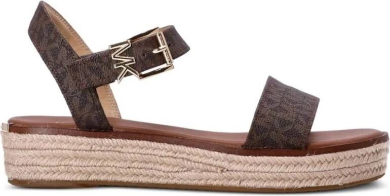 Michael Kors Richie Logo Platform Espadrille Sandal Brown Dames