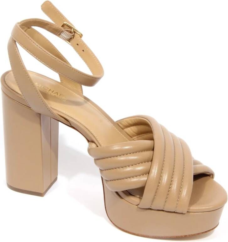 Michael Kors Camelkleurige leren platform sandalen