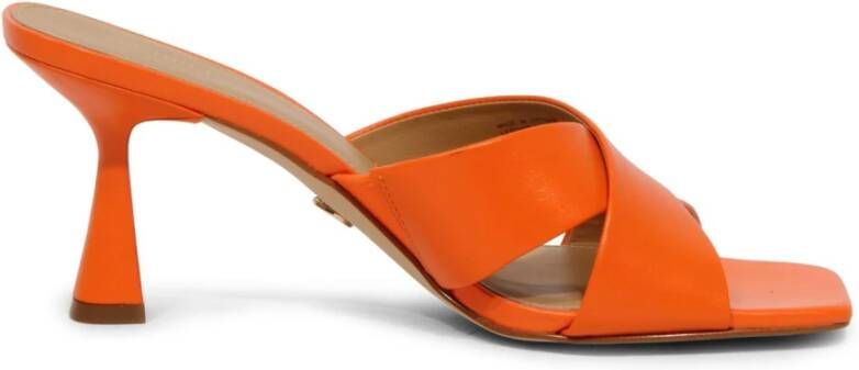 Michael Kors Oranje Clara Sabots met Geribbelde Hak Orange Dames