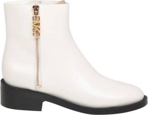 Michael Kors Creme leren platte enkellaars met ritssluiting Beige Dames