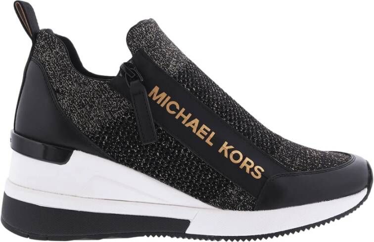 Michael Kors Dames Willis Wedge Sneaker Zwart Gou Black Dames