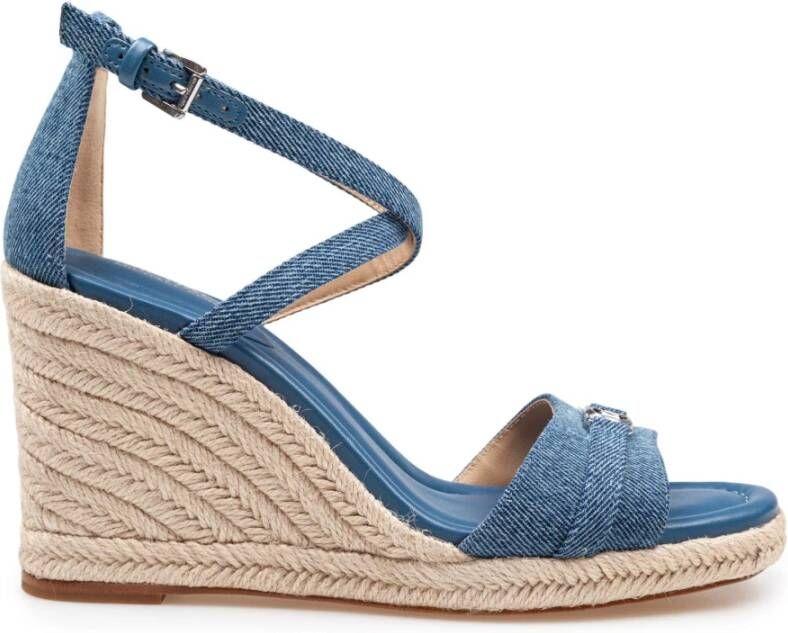 Michael Kors Denim Sleehak Sandaal met Jute Sleehak