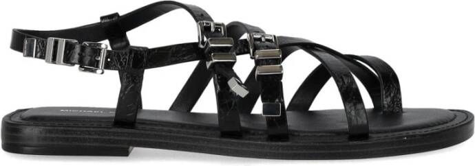 Michael Kors Gekraakte Afwerking Platte Sandaal