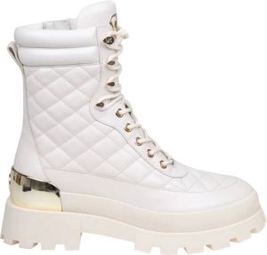 Michael Kors Gewatteerde Leren Crèmekleurige Enkellaars Beige Dames