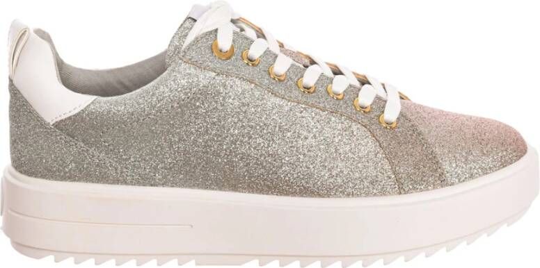 Michael Kors Glitter Sneakers Ronde Neus Veters Rubberen Zool Gray Dames