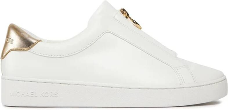 Michael Kors Gouden Keaton Sneakers met Ritssluiting White Dames