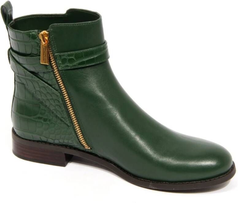 Michael Kors Groene Enkellaarsjes met Reliëf Farrah Stijl