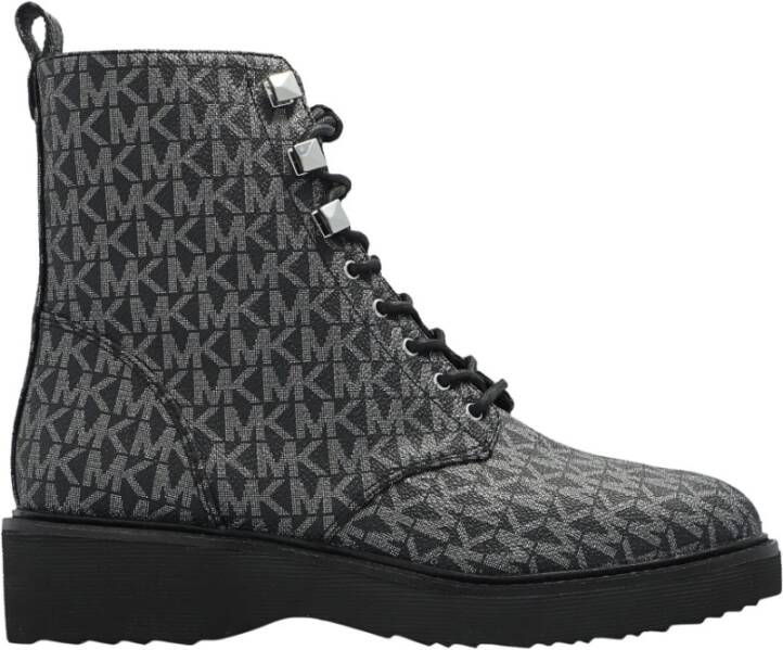 Michael Kors Anfibio Haskell Bootie Zwart Zilver Rits
