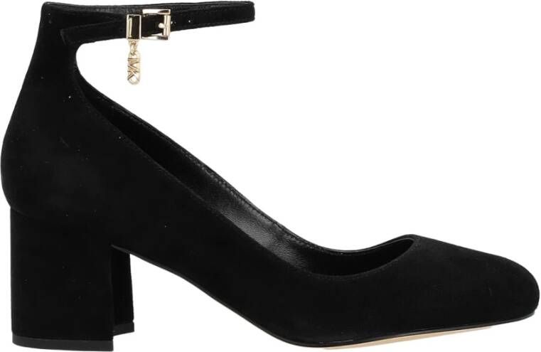 Michael Kors Perla Pump Zwart Suède Ronde Neus Gesp Sluiting Black Dames