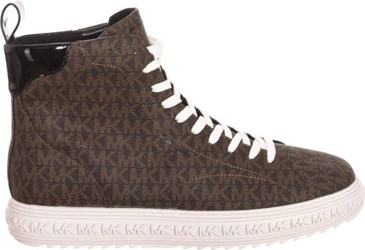 Michael Kors Hoge Sneakers met Merkprint Brown Dames