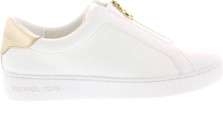 Michael Kors Gouden Keaton Sneakers met Ritssluiting White Dames