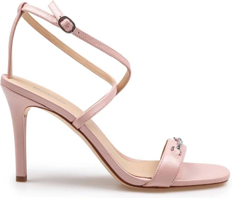Michael Kors Lena Leren Sandaal Roze Kleur