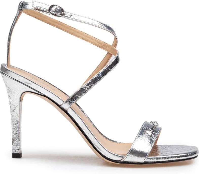 Michael Kors Metallic Leren Sandaal in Zilver
