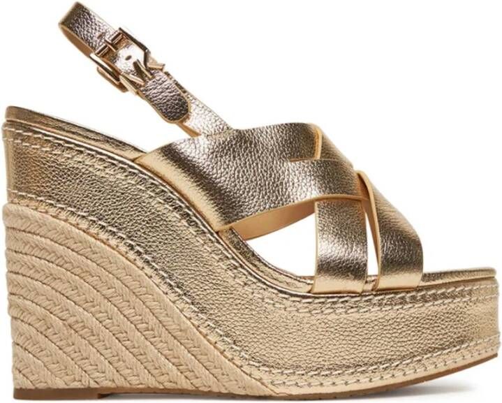 Michael Kors Metallic leren sleehak sandaal met espadrille