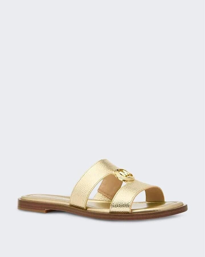 Michael Kors Dames Platte sandalen Erin Flat Sandal Goudkleurig Leer