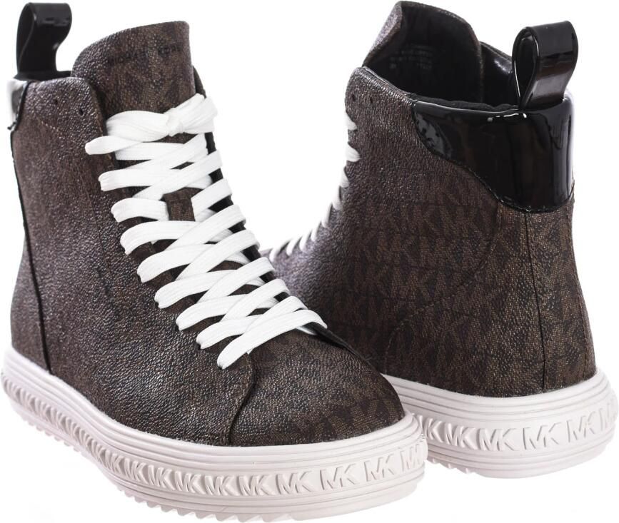 Michael Kors Grove High Top Brown dames sneakers Hoge sneaker dames Bruine hoge sneaker schoenen Veterschoen Geen uitneembaar voetbed