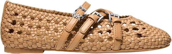 Michael Kors Indy Woven Buckle-Strap Ballerina