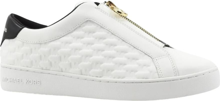 Michael Kors Keaton Logo Embossed Leather Zip-Up Sneaker