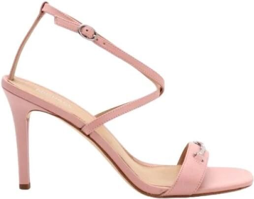 Michael Kors Lena Leren Sandaal Roze Kleur