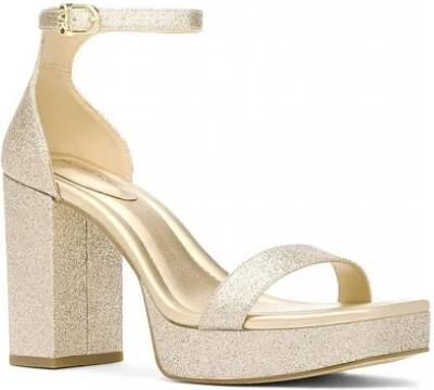 Michael Kors Merriam Glitter Versierde Leren Platform Sandaal