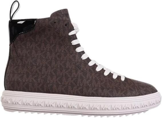 Michael Kors Hoge Sneakers met Merkprint Brown Dames
