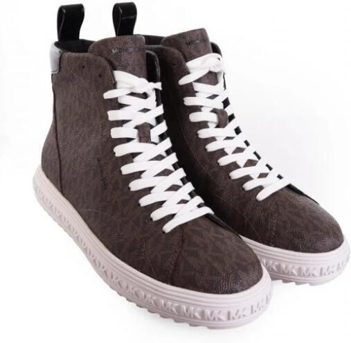Michael Kors Hoge Sneakers met Merkprint Brown Dames
