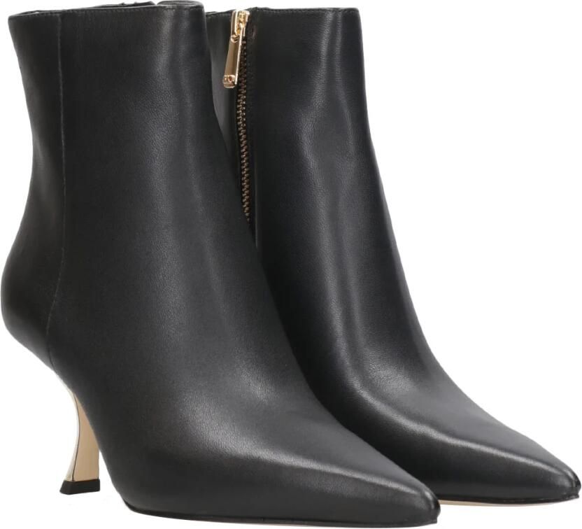 Michael Kors Elegante Zwarte Enkellaarsjes met Gouden Hak Black Dames