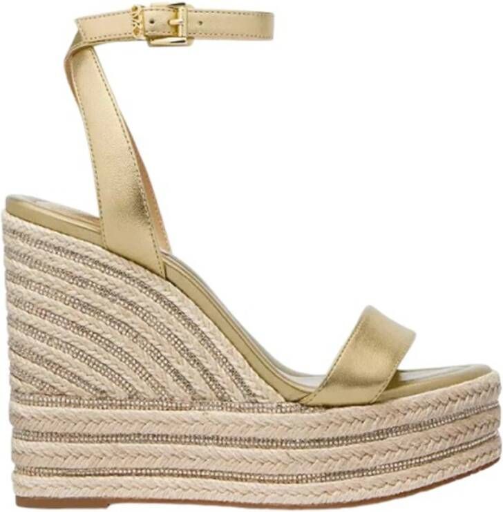 Michael Kors Pale Gold Wedge Sneakers Leighton Style Yellow Dames