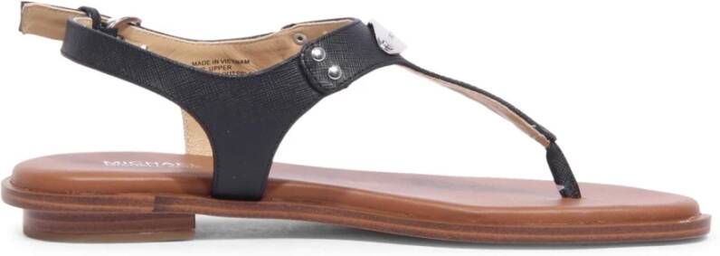 Michael Kors Zwarte Sandalen Mk Plate Thong