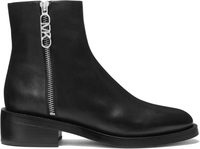 Michael Kors Zwarte Leren Regan Enkellaars met Ritssluiting Black Dames