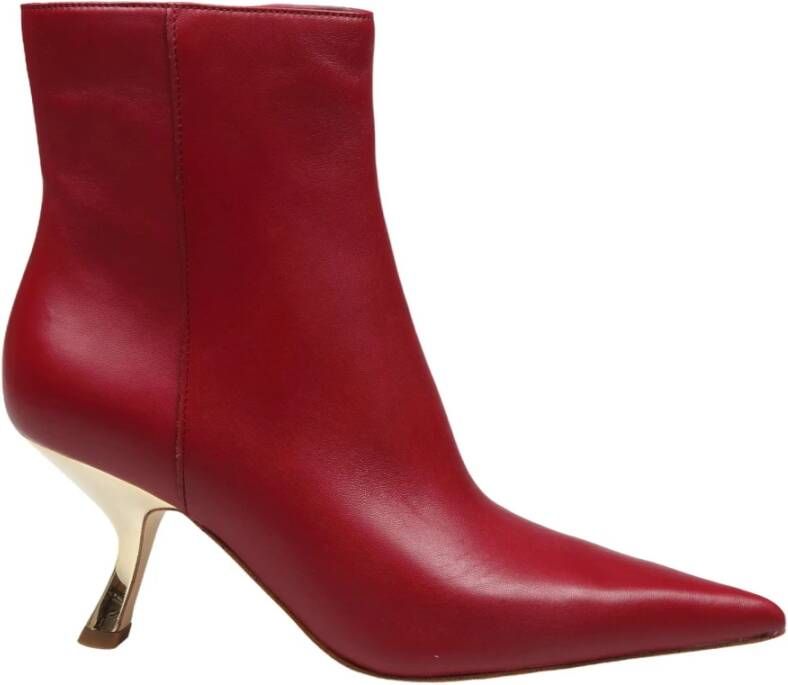 Michael Kors Rode leren enkellaars met spiegelhak Red Dames