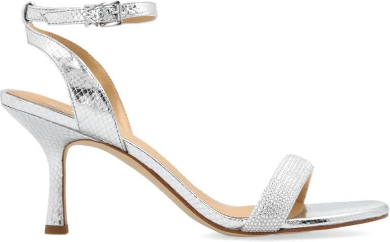 Michael Kors Zilveren Strass Sandaal Carrie Stijl Gray Dames