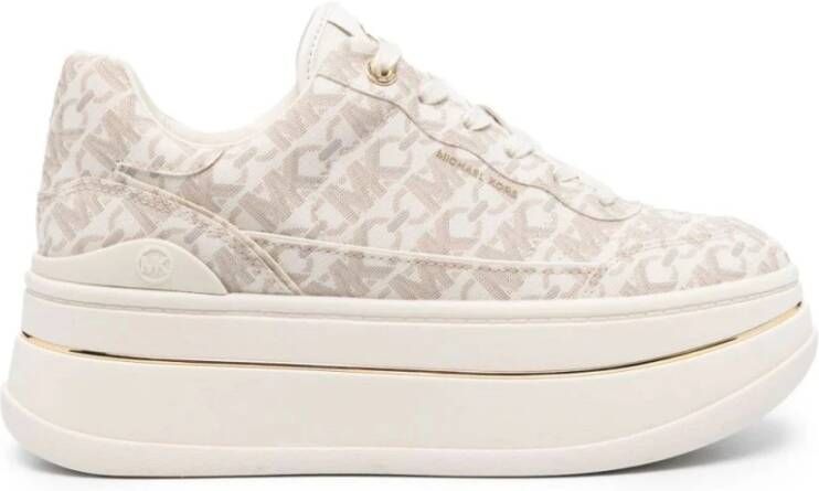 Michael Kors Hayes Empire Signature Logo Platform Sneaker Beige Dames