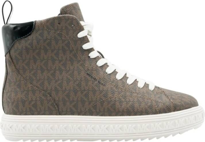 Michael Kors Hoge Sneakers met Merkprint Brown Dames