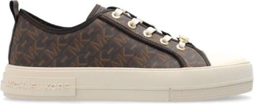 Michael Kors Evy Empire Logo Print Low-Top Sneakers Brown Dames