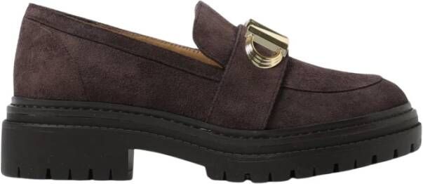 Michael Kors Suède Platform Loafers met Gouden Accent