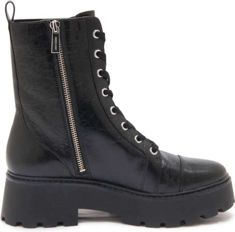 Michael Kors Vintage Effect Anfibio Bootie Leer Zwart