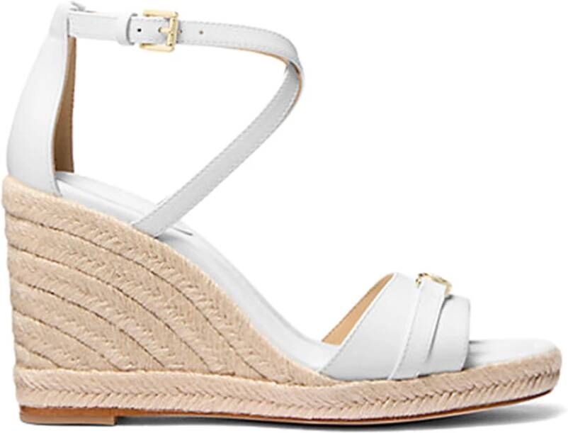 Michael Kors Witte sandalen met jute sleehak