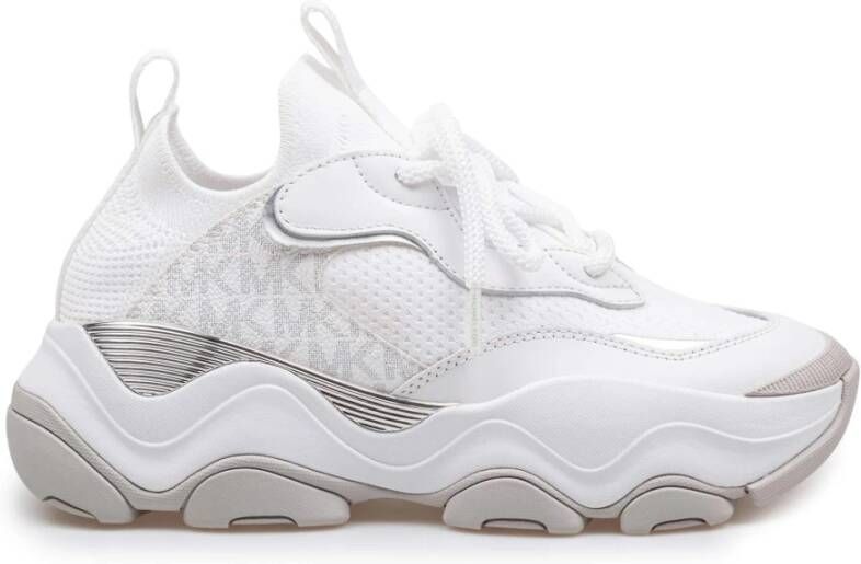 Michael Kors Witte Stretch Mesh Leren Sneakers