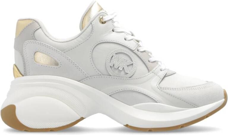 Michael Kors Beige Zuma Sneakers met Gouden Details Beige Dames