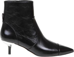 Michael Kors Zwarte Leren Enkellaarzen Zwart Dames