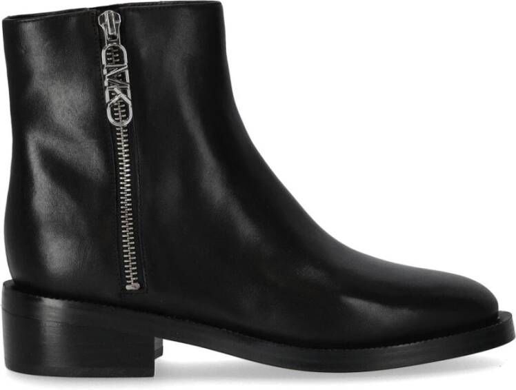 Michael Kors Zwarte Leren Regan Enkellaars met Ritssluiting Black Dames