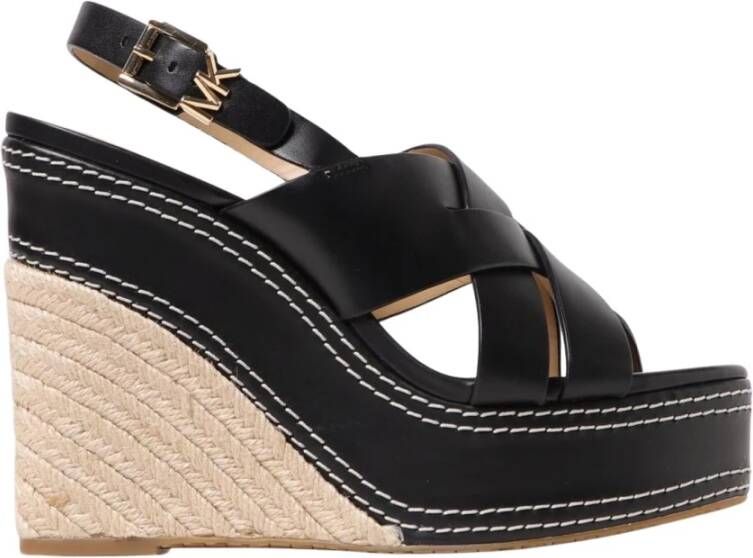 Michael Kors Zwarte Plateau Sleehak Sandalen