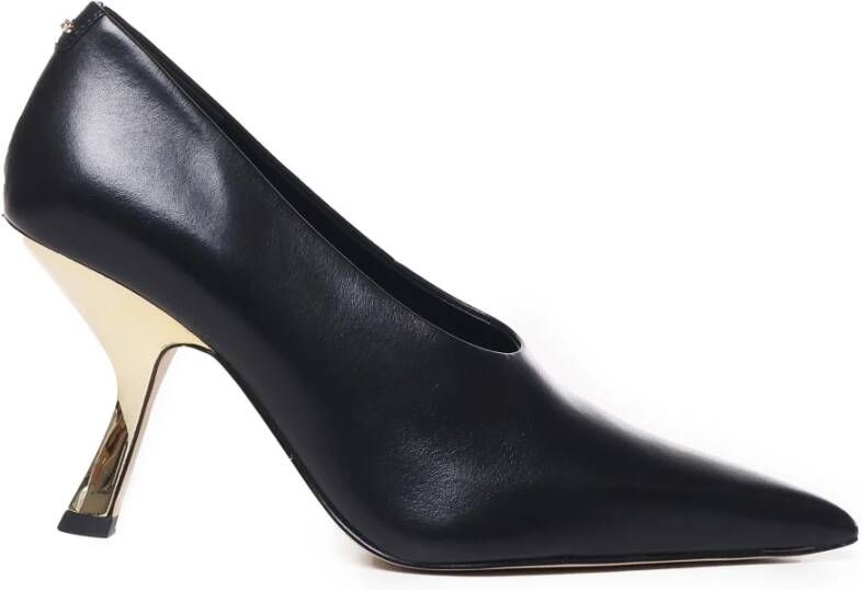 Michael Kors Zwarte platte schoenen met gouden hak Black Dames