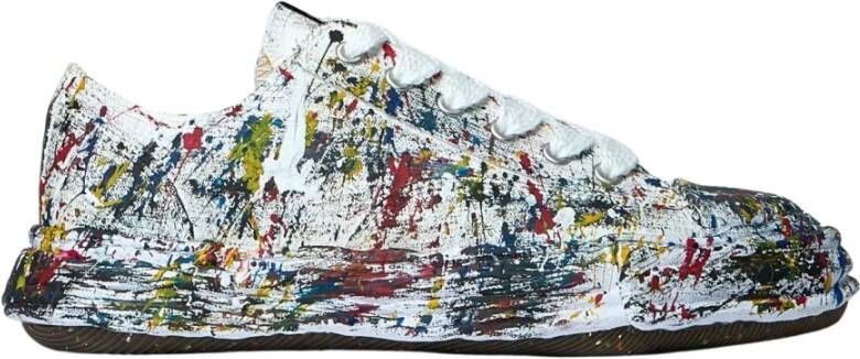 Mihara Yasuhiro Leren sneakers met verfspatten
