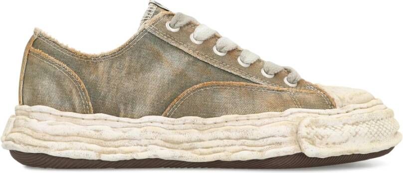 Mihara Yasuhiro Groene Gewassen Denim Lage-top Sneakers Green Heren