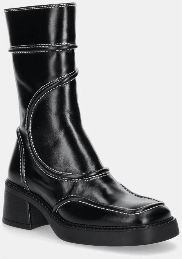 Miista Leren enkellaarzen met contraststiksels Black Dames - Foto 3